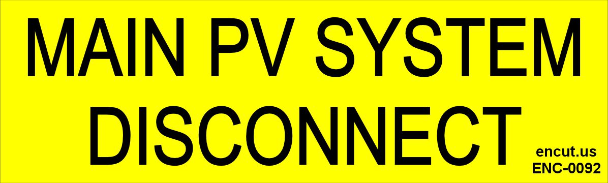 Main PV System Disconnect Placard