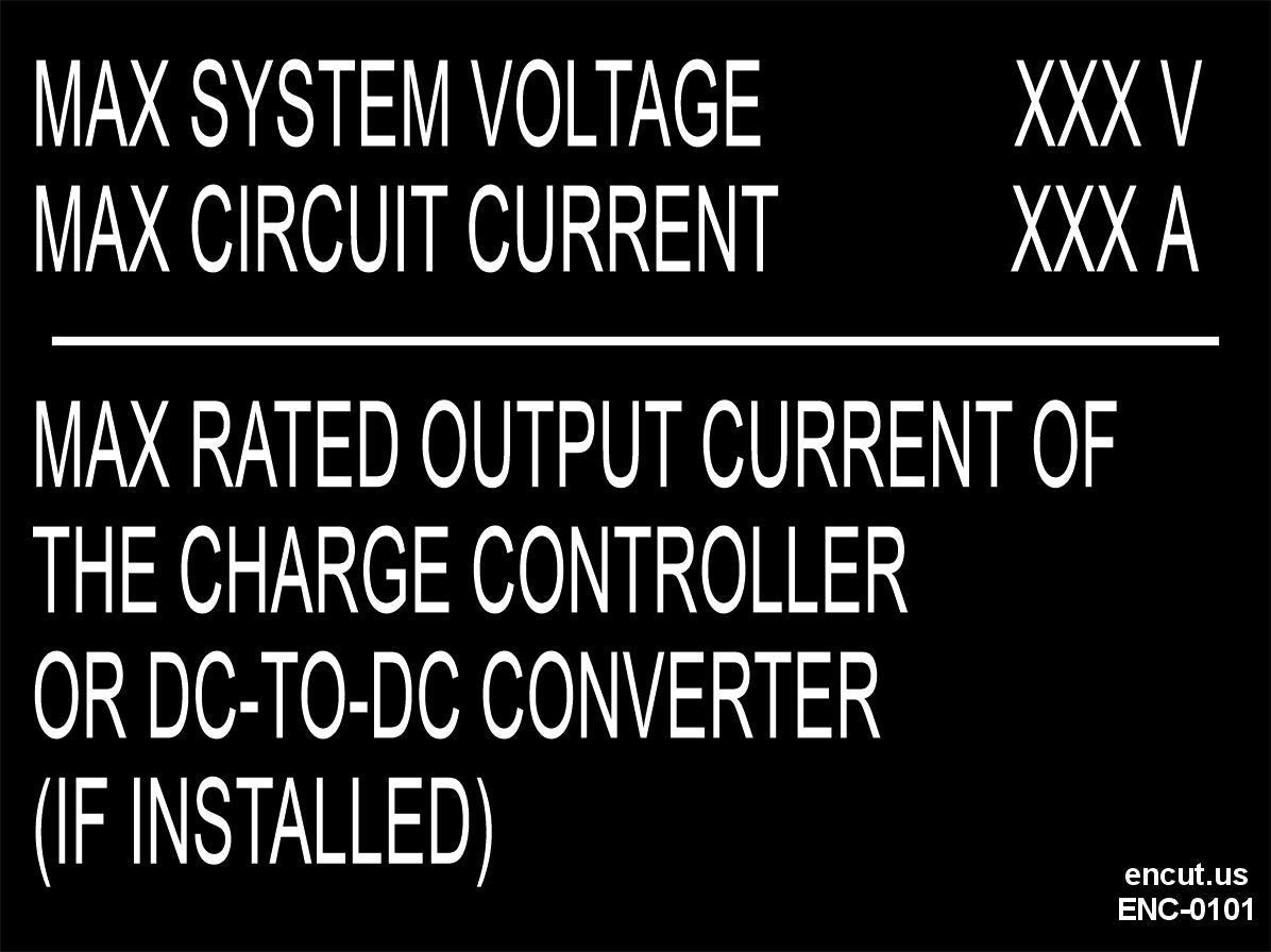Max Rated Output Current Placard
