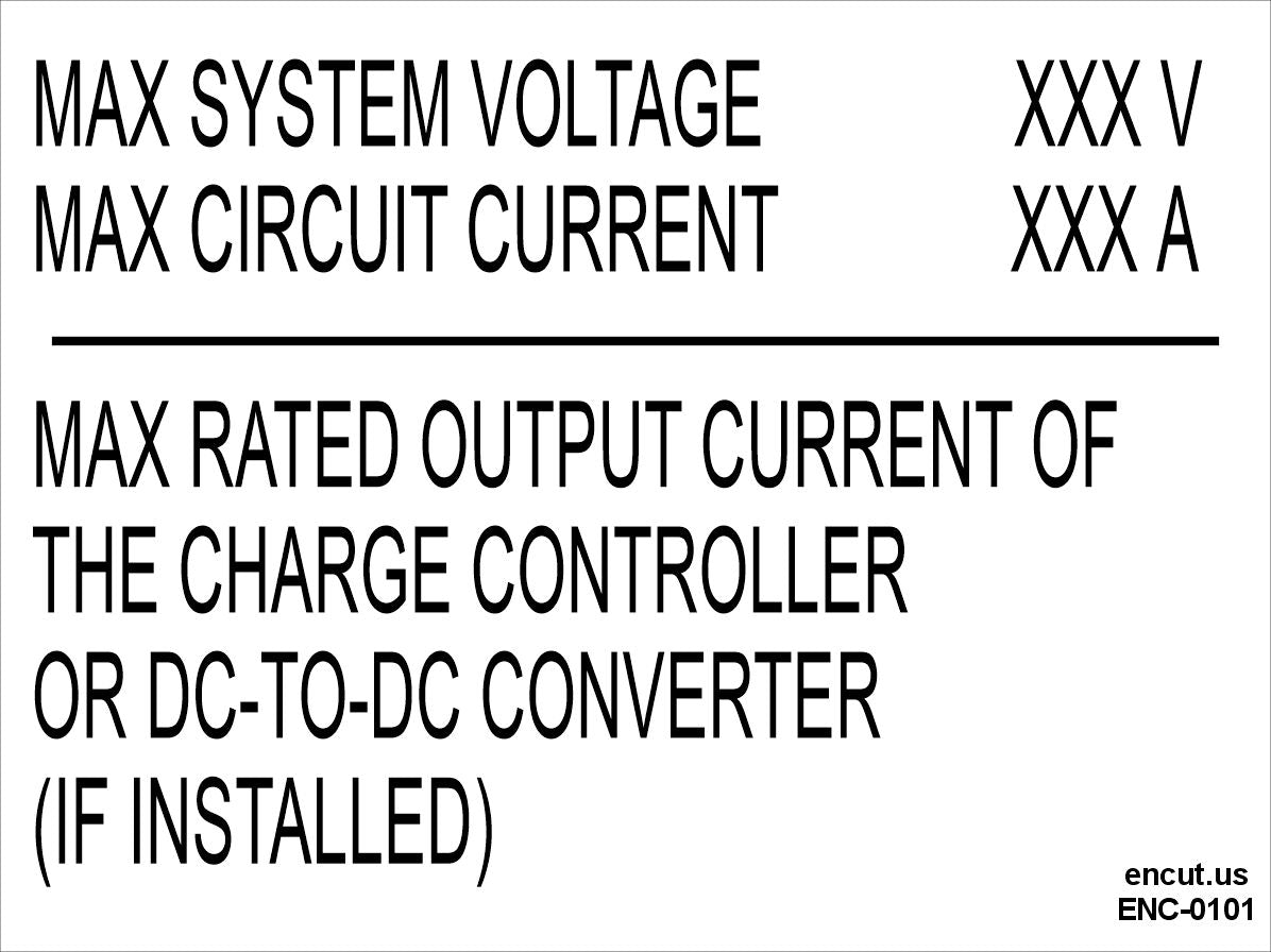 Max Rated Output Current Placard