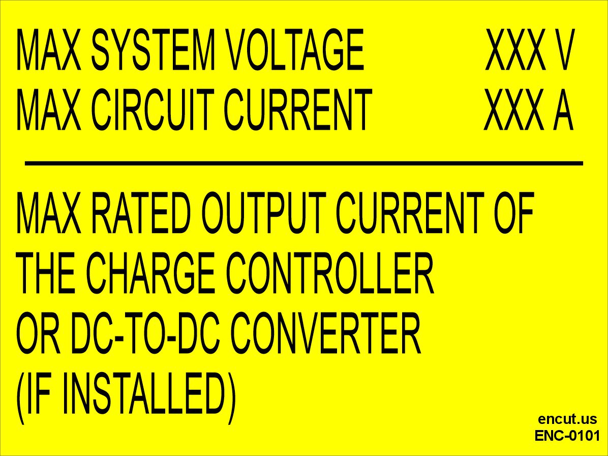 Max Rated Output Current Placard