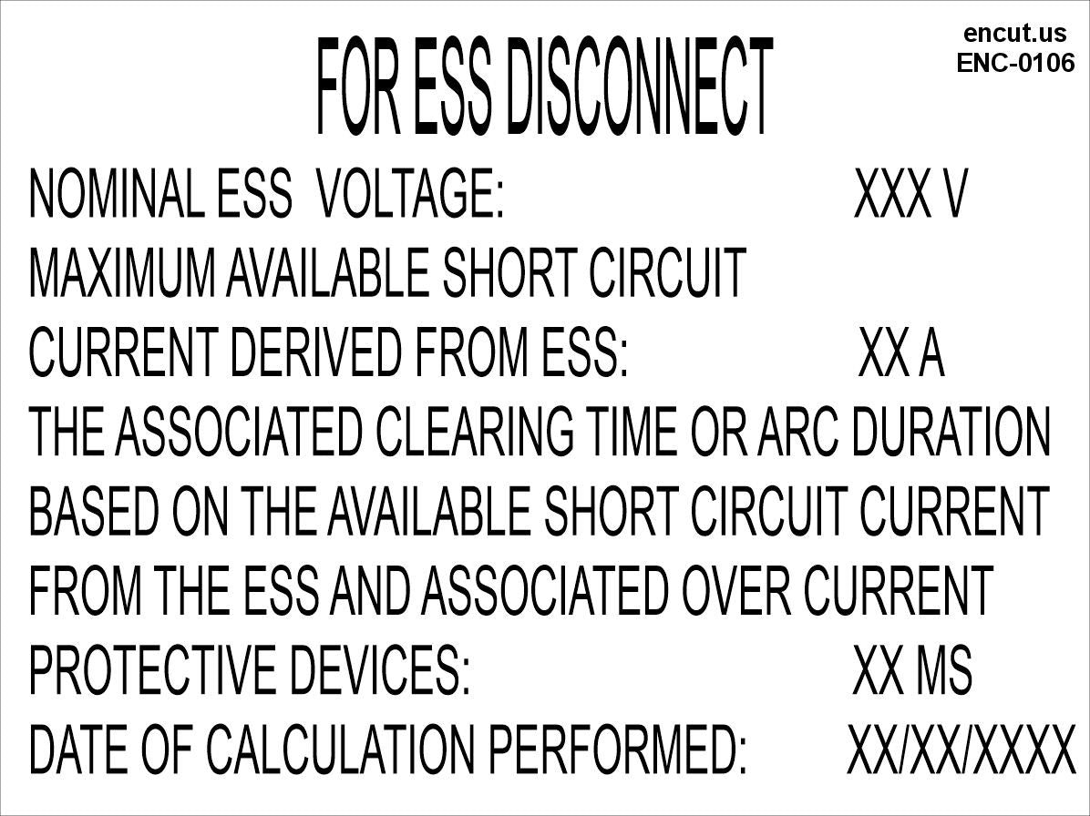 ESS Disconnect Placard