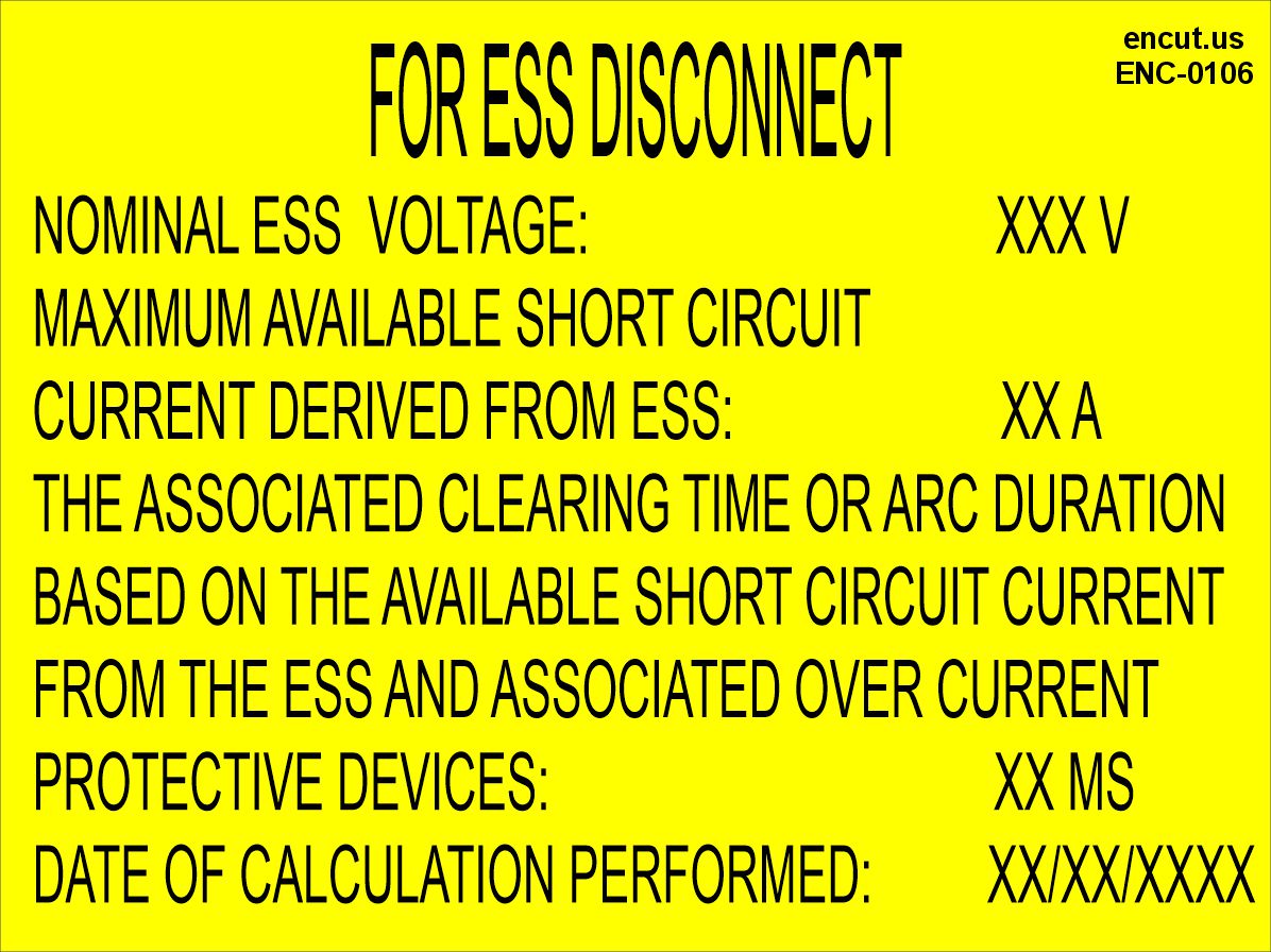 ESS Disconnect Placard