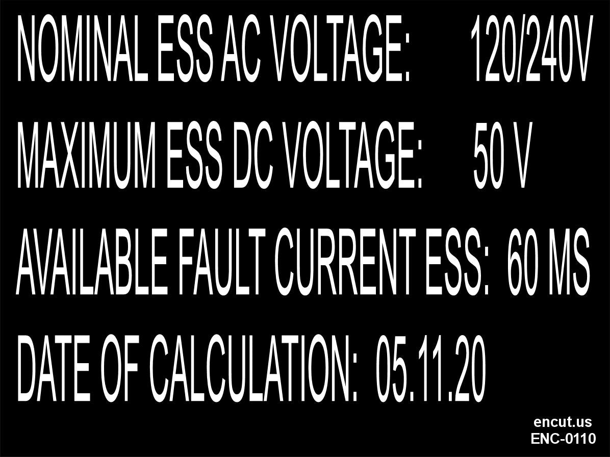 ESS Voltage Placard