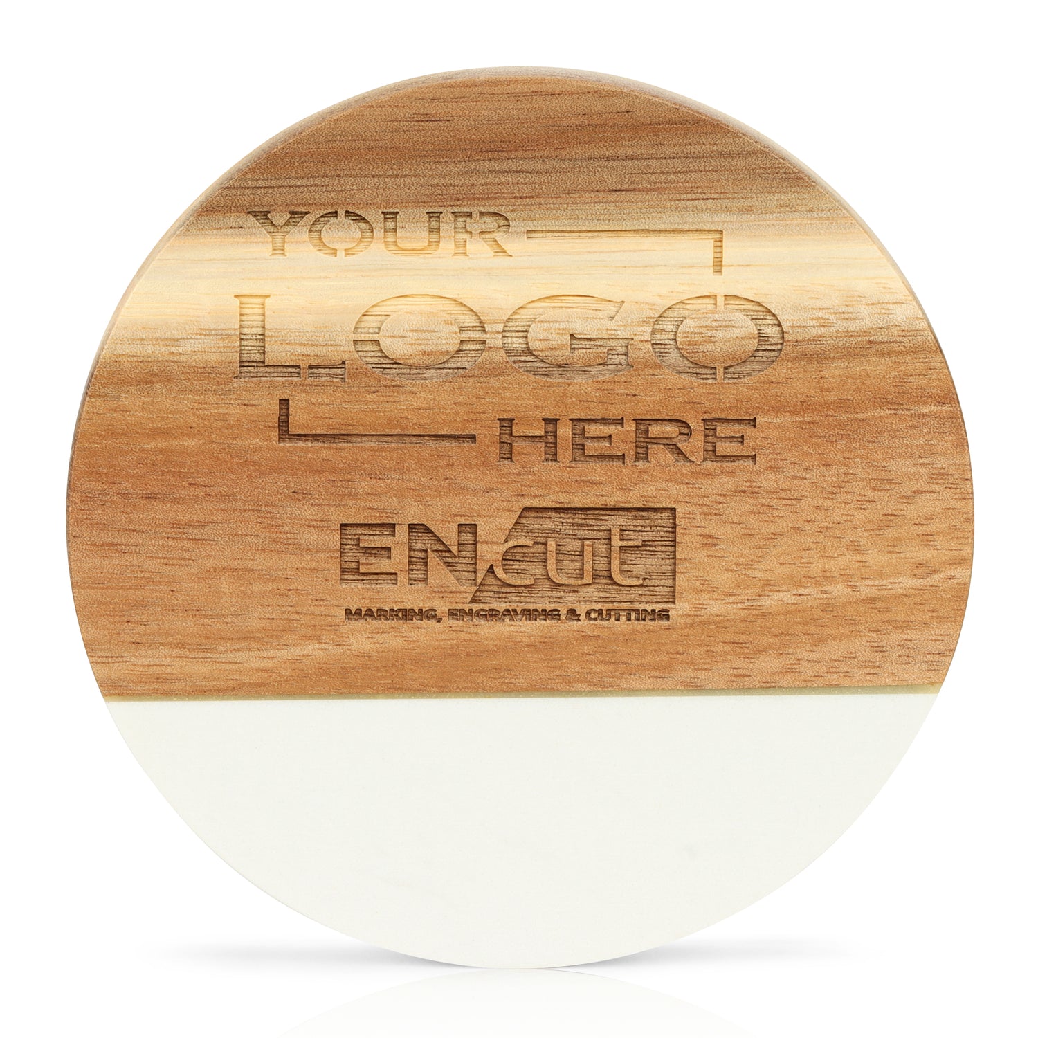 White Marble and Acacia Wood Coasters