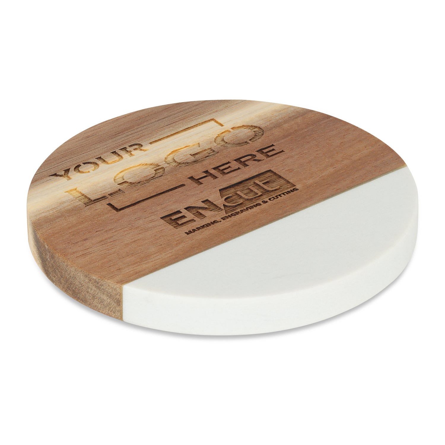 White Marble and Acacia Wood Coasters