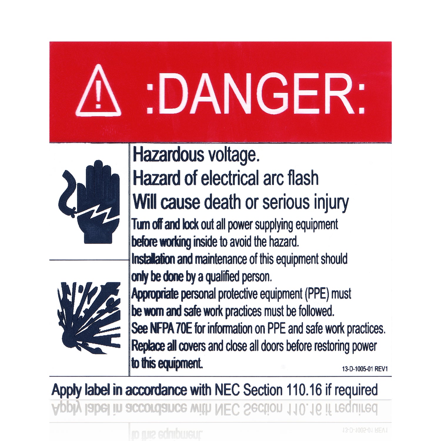 DANGER Hazardous Voltage Placard