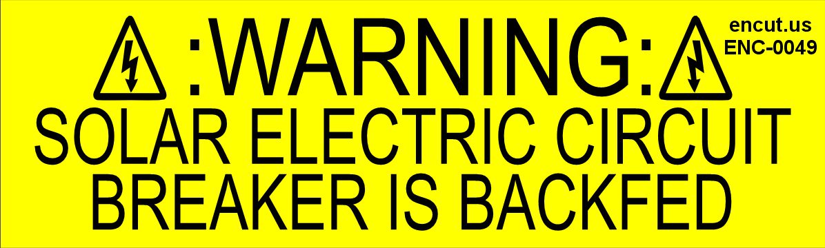 Warning: Solar Electric Circuit Breaker Placard