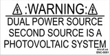 Warning: Dual Power Source Placard