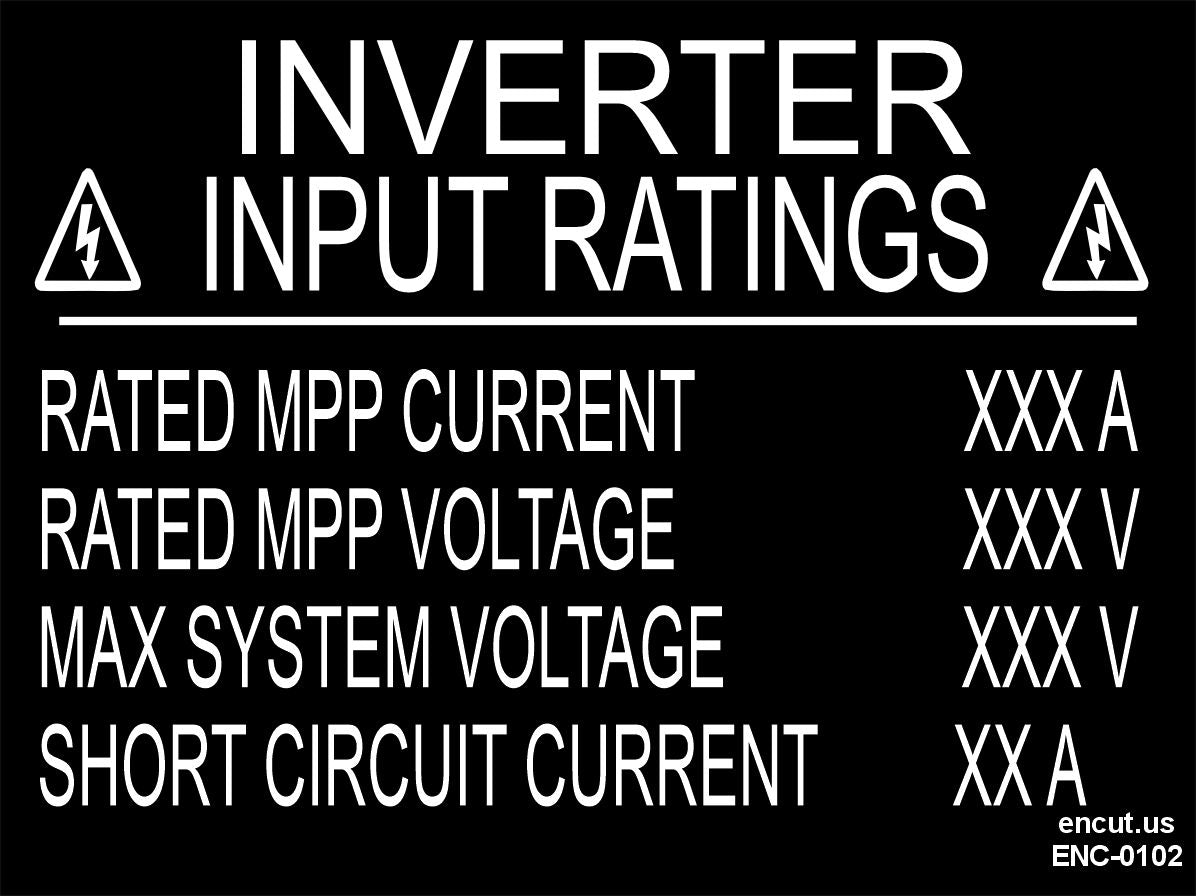 Inverter Input Rating Placard