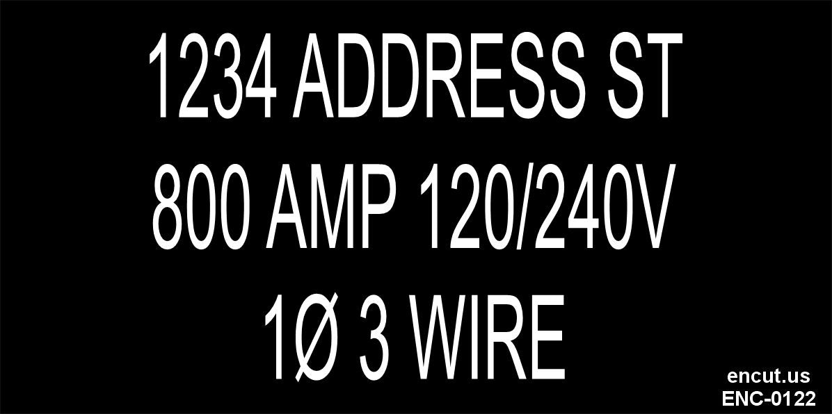 Amperage Phase and Wire Placard