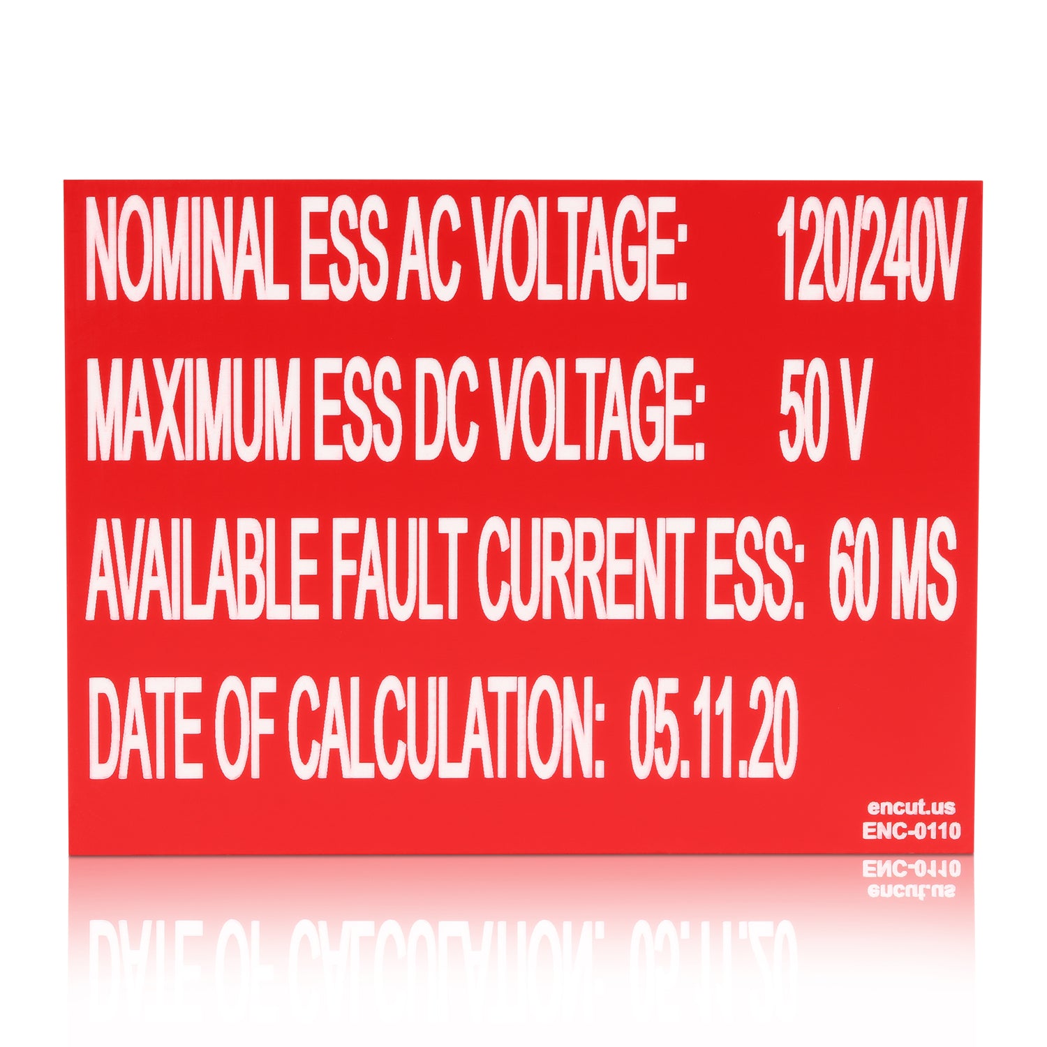 ESS Voltage Placard