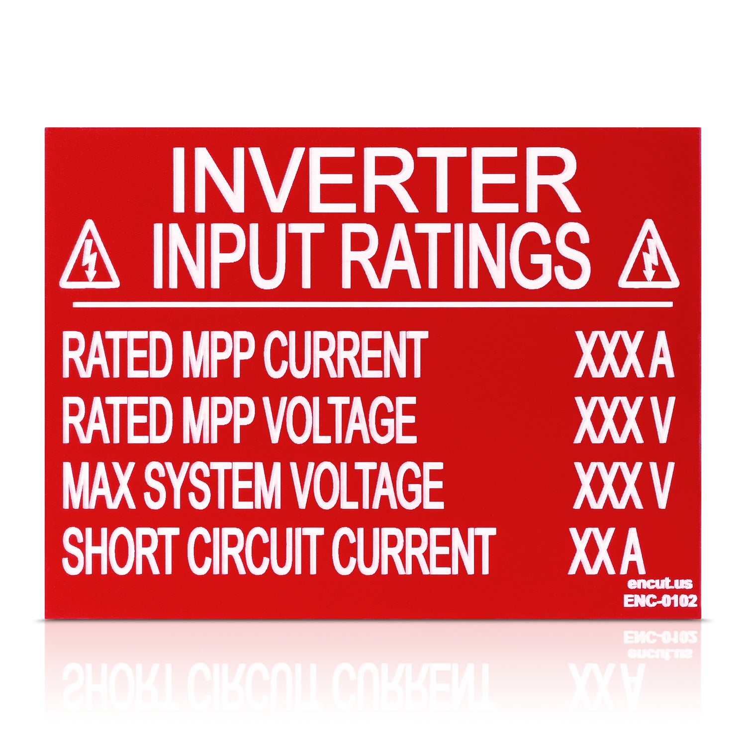 Inverter Input Rating Placard