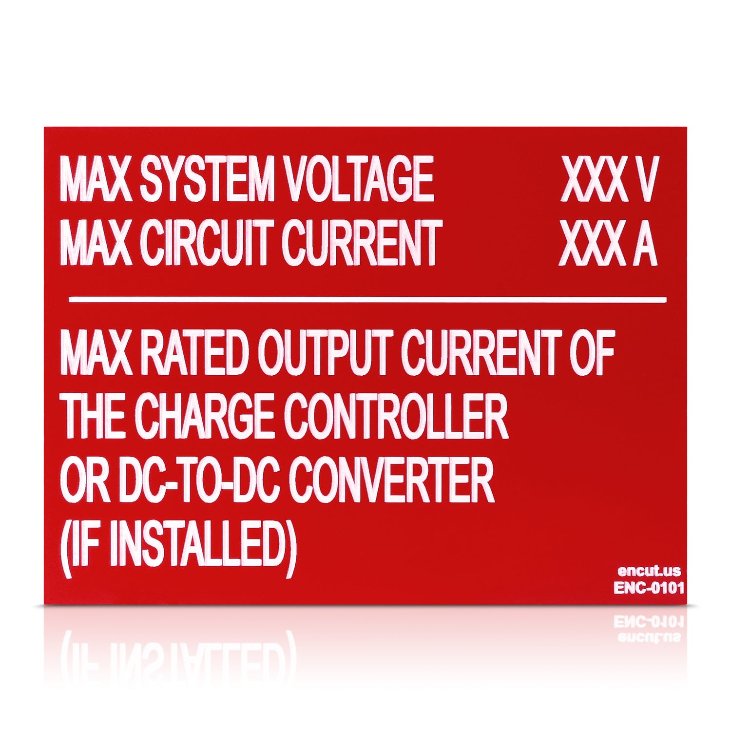 Max Rated Output Current Placard
